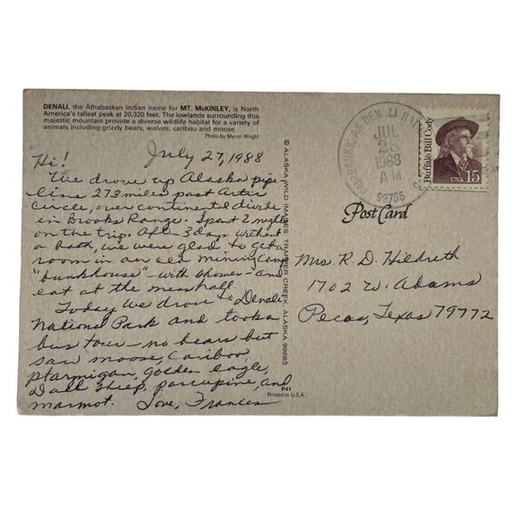 Vintage Postcard Mt McKinley Mountain Scene Alaska Topographical Card u - Picture 2 of 2